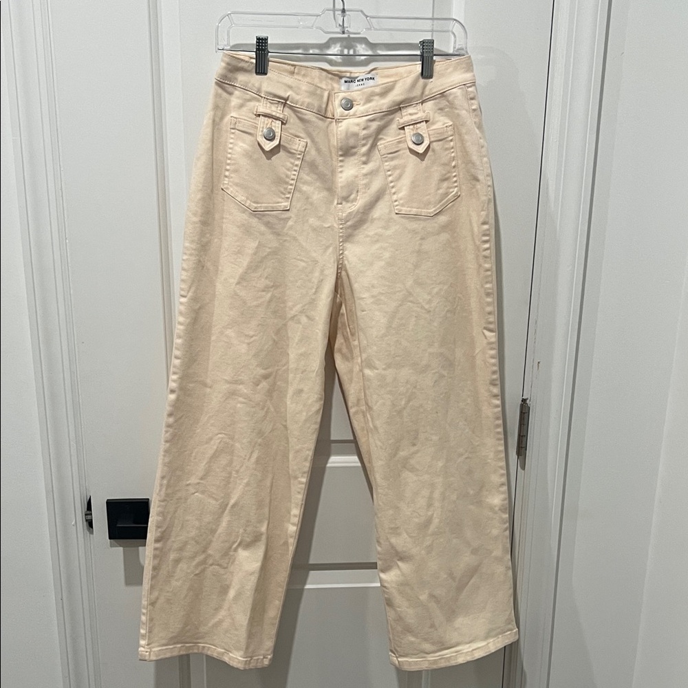Marc‎ New York Cream Wide-Leg Cropped Jeans